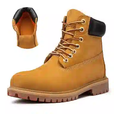 季公羊 牛皮革 时尚潮流 简约经典 短筒 马丁靴 男女同款 麦色