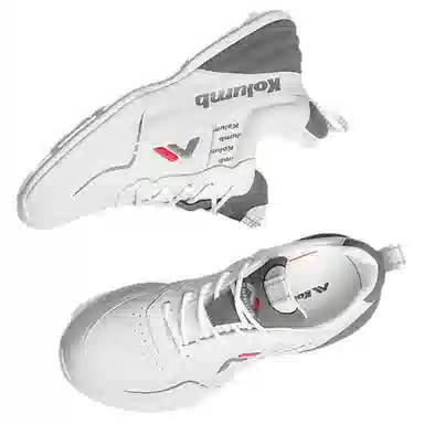 哥仑步 简约舒适 百搭时尚 防滑耐磨增高 低帮 生活休闲鞋 男款 白灰