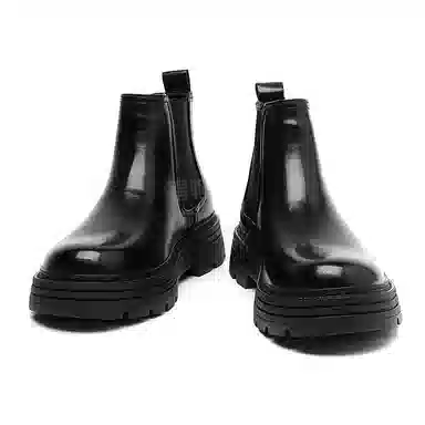 罗蒙 牛剖层革 简约经典 百搭轻便 套筒舒适 及踝 切尔西靴 男款 黑色