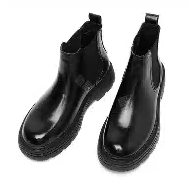 罗蒙 牛剖层革 简约经典 百搭轻便 套筒舒适 及踝 切尔西靴 男款 黑色