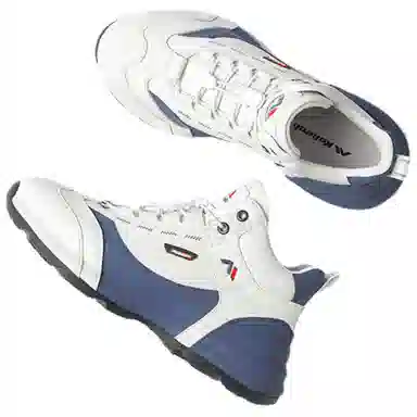 哥仑步 简约舒适 百搭潮流 防滑耐磨增高 高帮 生活休闲鞋 男款 白蓝