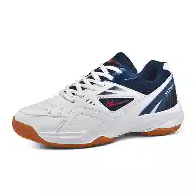 双星 橡胶底 专业训练 轻便缓震 防滑耐磨  低帮 羽毛球鞋 男款 白蓝