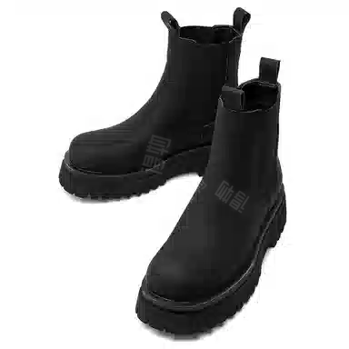 健休 二层牛皮 增高时尚百搭休闲 马丁靴 男款 黑色