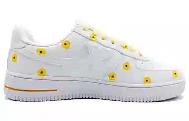 【定制球鞋】特步 空军一号 小黄花 喷涂手绘 简约舒适 潮流百搭 防滑耐磨 低帮 板鞋 男女同款 白黄色