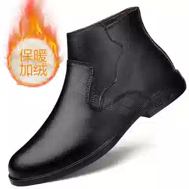 文耐 头层牛皮 时尚加绒 短靴 男女同款 黑色