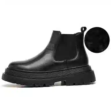 卡奇奥蒂 超纤皮 加绒 英伦风舒适 短筒 切尔西靴 男款 黑色