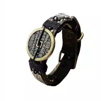 既白南兮 幽黑呈祥山鬼花钱貔貅国风新中式文创 合金 手环 男女同款情侣款