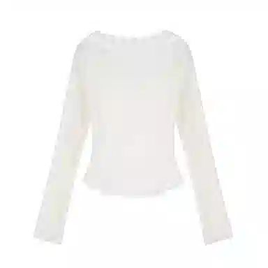 JUFU V-Neck Hollow Long Sleeve Tee