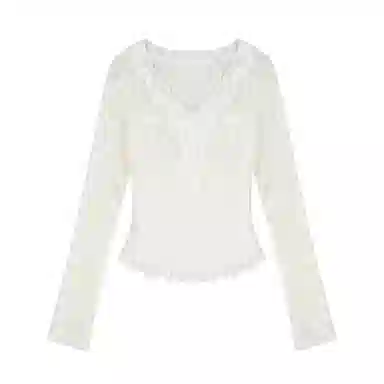 JUFU V-Neck Hollow Long Sleeve Tee