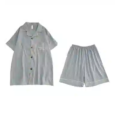 夏芬妍 简约舒适纯色翻领云朵棉短袖短裤家居服柔软休闲可外穿夏季睡衣套装 男款