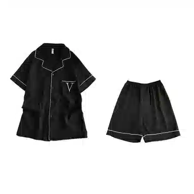 夏芬妍 简约舒适纯色翻领云朵棉短袖短裤家居服柔软休闲可外穿夏季睡衣套装 男款