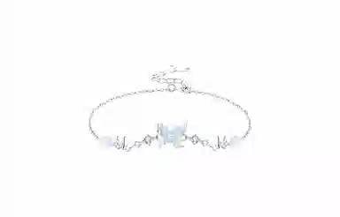 牧言 极光梦蝶 清冷气质温柔浪漫精致高级感 轻奢甜美闪耀水滴蓝色蝴蝶闪锆蝶舞翩翩女友闺蜜手饰 百搭约会#好运 琉璃 手链 女款