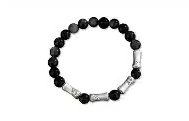 百利金 节节高升 国潮复古新中式平安纳福顺遂如意简约精致气质显白小众设计竹节转运珠手饰 黑曜石 手串 男女同款情侣款