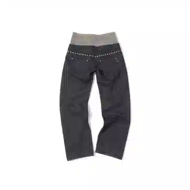 SCULPTOR Beaded Layered Denim Pants Nonfade Gray