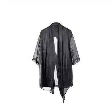 Huanzhe Sheer Short Sleeve Blazer Black
