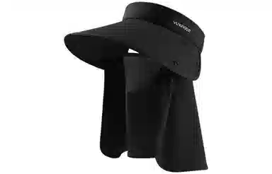 优幽兰 百搭休闲环绕式显脸小太阳帽时尚个性防紫外线遮脸大帽檐空顶口罩面罩帽子一体护颈骑车遮阳帽 聚酯纤维 防晒帽 女款