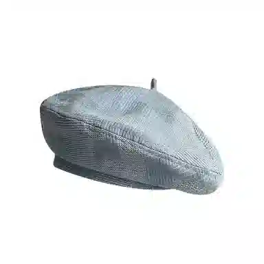 艾佳微 日系文艺复古肌理感格纹八角帽子街拍百搭显脸小画家帽 牛仔布 贝雷帽 男女同款情侣款