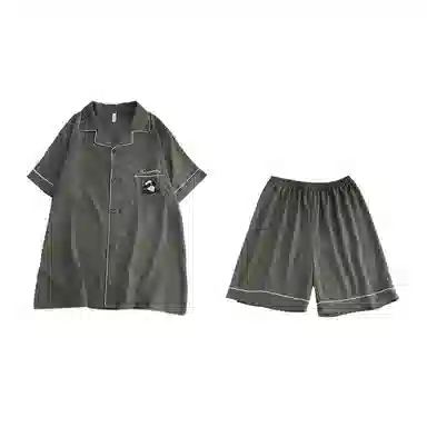 夏芬妍 简约舒适纯色翻领云朵棉短袖短裤家居服柔软休闲可外穿夏季睡衣套装 男款