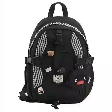 VANWALK Pingu Backpack Large Black White Plaid