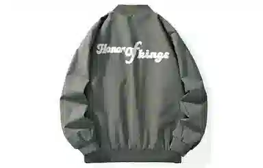 王者荣耀 美式复古学院风字母印花图案拼接撞色落肩长袖棒球领宽松休闲外套飞行夹克衫 标语款 男女同款