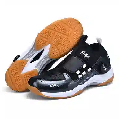 琳峰 超纤皮 专业 训练舒适时尚 防滑耐磨包裹性减震 中帮 羽毛球鞋 男女同款 黑色