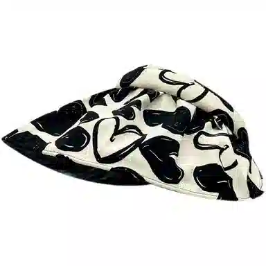 图涂丫 爱心黑胶空顶帽子夏季出游韩版学生百搭遮阳太阳帽 棉质 防晒帽 男女同款情侣款