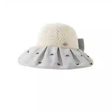 图涂丫 空顶透气蝴蝶结爱心刺绣百搭 涤纶 防晒帽 男女同款情侣款