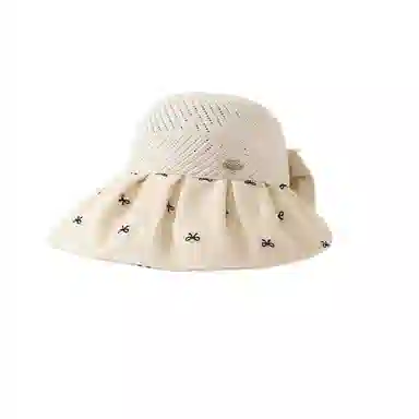 图涂丫 空顶透气蝴蝶结爱心刺绣百搭 涤纶 防晒帽 男女同款情侣款