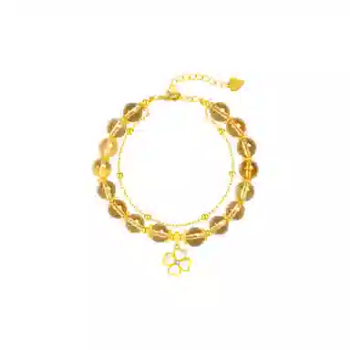 法思梵 复古中式风国潮小众设计 招财纳福幸运四叶草 #聚财好运 黄水晶 手链 女款