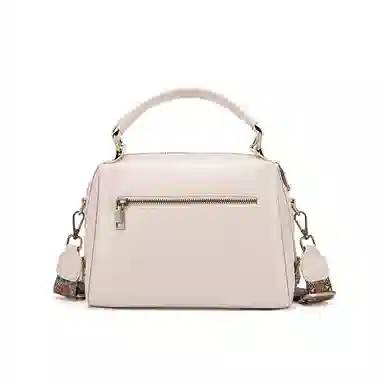 红蜻蜓 复古风简约设计高级感小众设计日常通勤 牛皮 单肩斜挎手提包 常规 女款 咖啡色/米白色