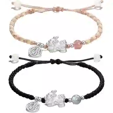 【999足银貔貅】  色菲尔 福牌纳福转运新中式国风 吞金抓钱年轻时尚轻奢小众本命年有钱花百搭编织#好运 织物 手绳 男女同款情侣款