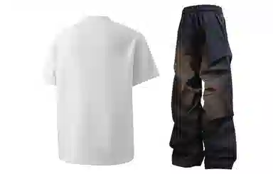 王者荣耀 美式创意字母拼接圆领短袖上衣褶皱长裤两件套宽松舒适透气青少年无性别百搭时尚潮牌休闲运动套装 马可波罗款 男女同款