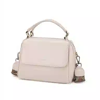 红蜻蜓 复古风简约设计高级感小众设计日常通勤 牛皮 单肩斜挎手提包 常规 女款 咖啡色/米白色