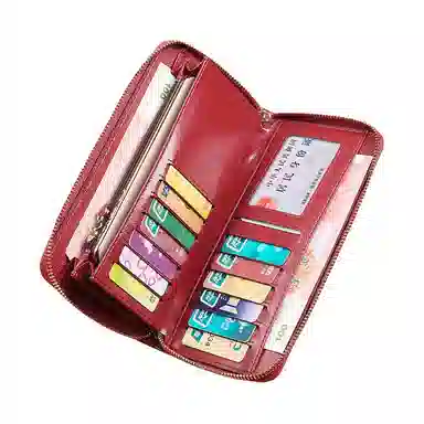 歌若拉 长款真皮时尚气质百搭软皮拉链钱夹 牛皮 钱包 常规 女款