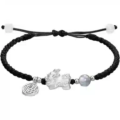 【999足银貔貅】  色菲尔 福牌纳福转运新中式国风 吞金抓钱年轻时尚轻奢小众本命年有钱花百搭编织#好运 织物 手绳 男女同款情侣款