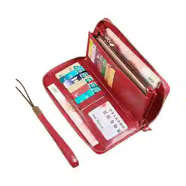 歌若拉 长款真皮时尚气质百搭软皮拉链钱夹 牛皮 钱包 常规 女款