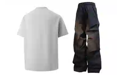 王者荣耀 美式创意字母拼接圆领短袖上衣褶皱长裤两件套宽松舒适透气青少年无性别百搭时尚潮牌休闲运动套装 马可波罗款 男女同款