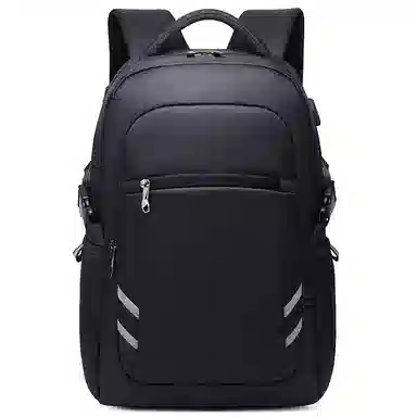 老人头 时尚大容量百搭简约通勤出差短途旅行 织物 双肩包 常规 男女同款情侣款 黑色