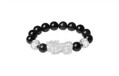 百利金 貔貅金钱珠 招财纳福吉祥顺遂国潮新中式简约精致经典百搭小众设计霸气吞金兽可调节转运珠手饰 黑曜石 手串 男女同款情侣款