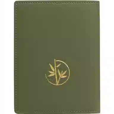 妙迪 小众设计国风熊猫护照夹 牛皮 证件保护套多功能长款钱包钱夹卡包 常规 女款 青绿色