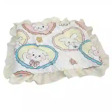 图米鱼 棉花娃娃娃用收纳盒娃床垫子 公仔提篮摇篮花边垫 玩偶周边