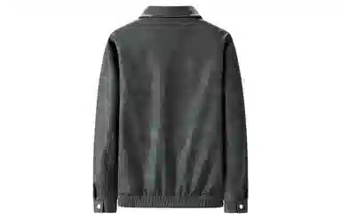 王者荣耀 美式复古翻领机车风铆钉拼接设计简约痞帅脏脏宽松休闲百搭夹克皮衣 标语款 男女同款