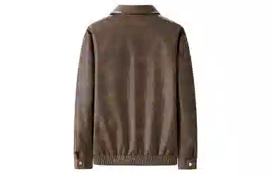 王者荣耀 美式复古翻领机车风铆钉拼接设计简约痞帅脏脏宽松休闲百搭夹克皮衣 标语款 男女同款