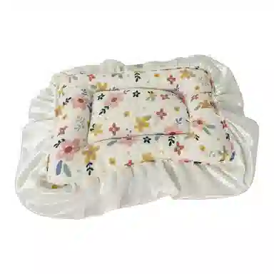 图米鱼 棉花娃娃娃用收纳盒娃床垫子 公仔提篮摇篮花边垫 玩偶周边