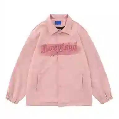 沐诚阳译  麂皮绒美式复古刺绣外套女春秋国潮牌情侣翻领夹克棒球服  男女同款