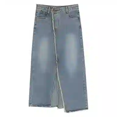 天才小熊 复古开叉高腰半身裙牛仔长裙 女款