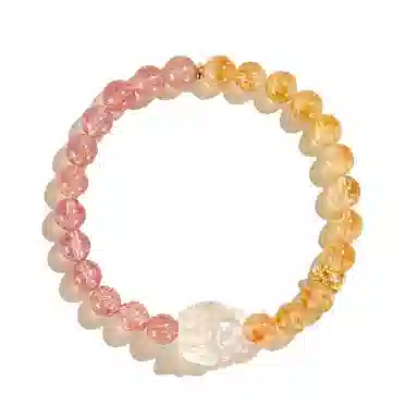 金戟 九尾狐狸 新中式国潮复古九尾狐福气满满晶莹招财纳福如意平安扣精致百搭双圈叠戴好运天然 黄水晶 手串 女款