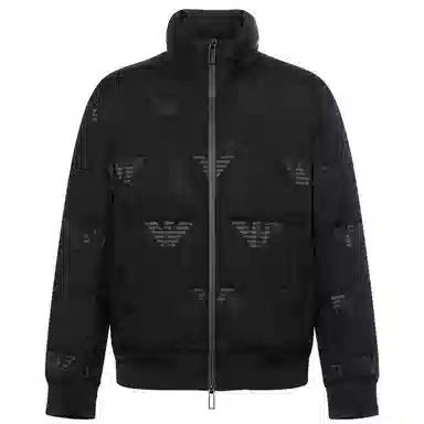 Emporio Armani FW22 Logo Print Puffer Jacket Black