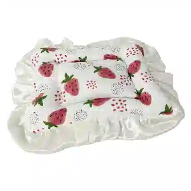 图米鱼 棉花娃娃娃用收纳盒娃床垫子 公仔提篮摇篮花边垫 玩偶周边