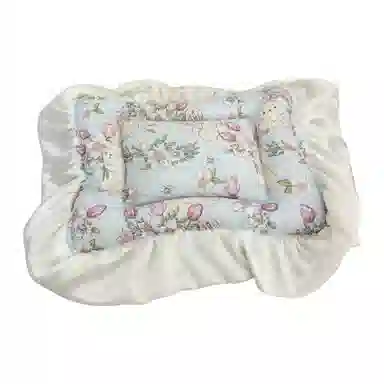 图米鱼 棉花娃娃娃用收纳盒娃床垫子 公仔提篮摇篮花边垫 玩偶周边